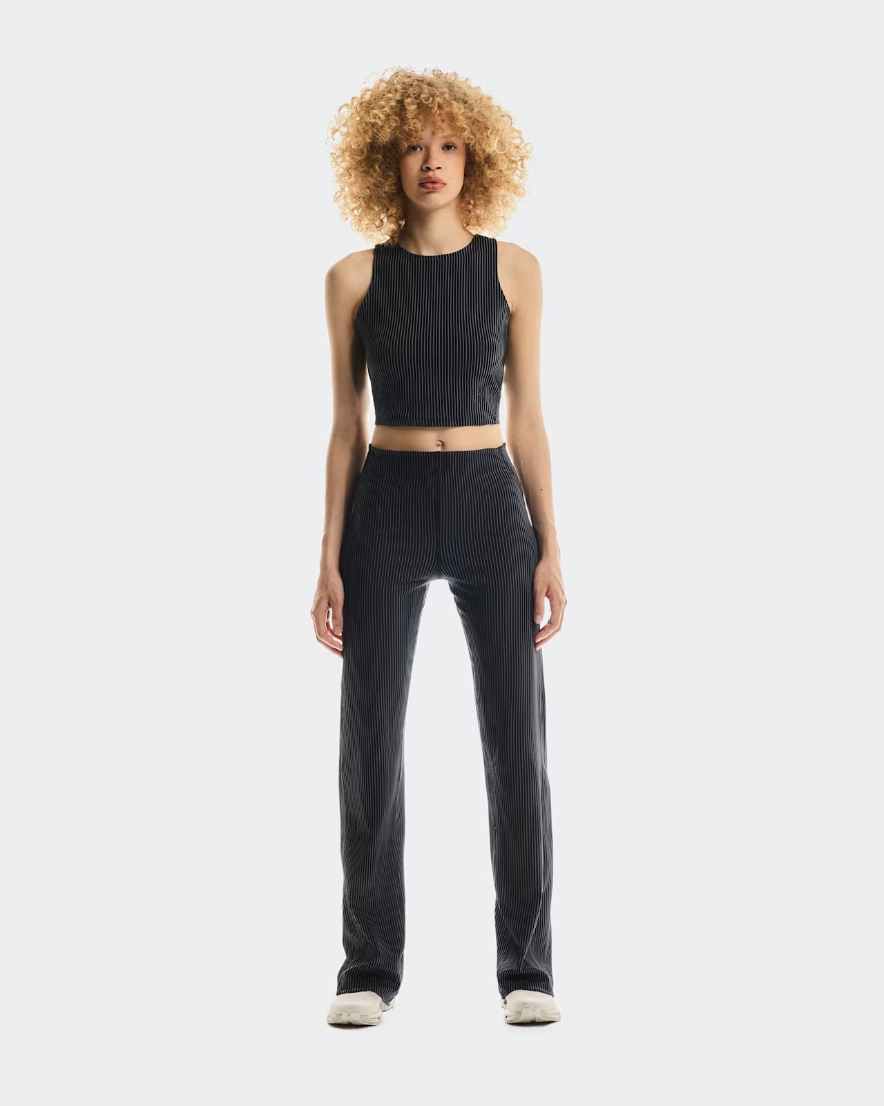 Ribbed Crop Front Black