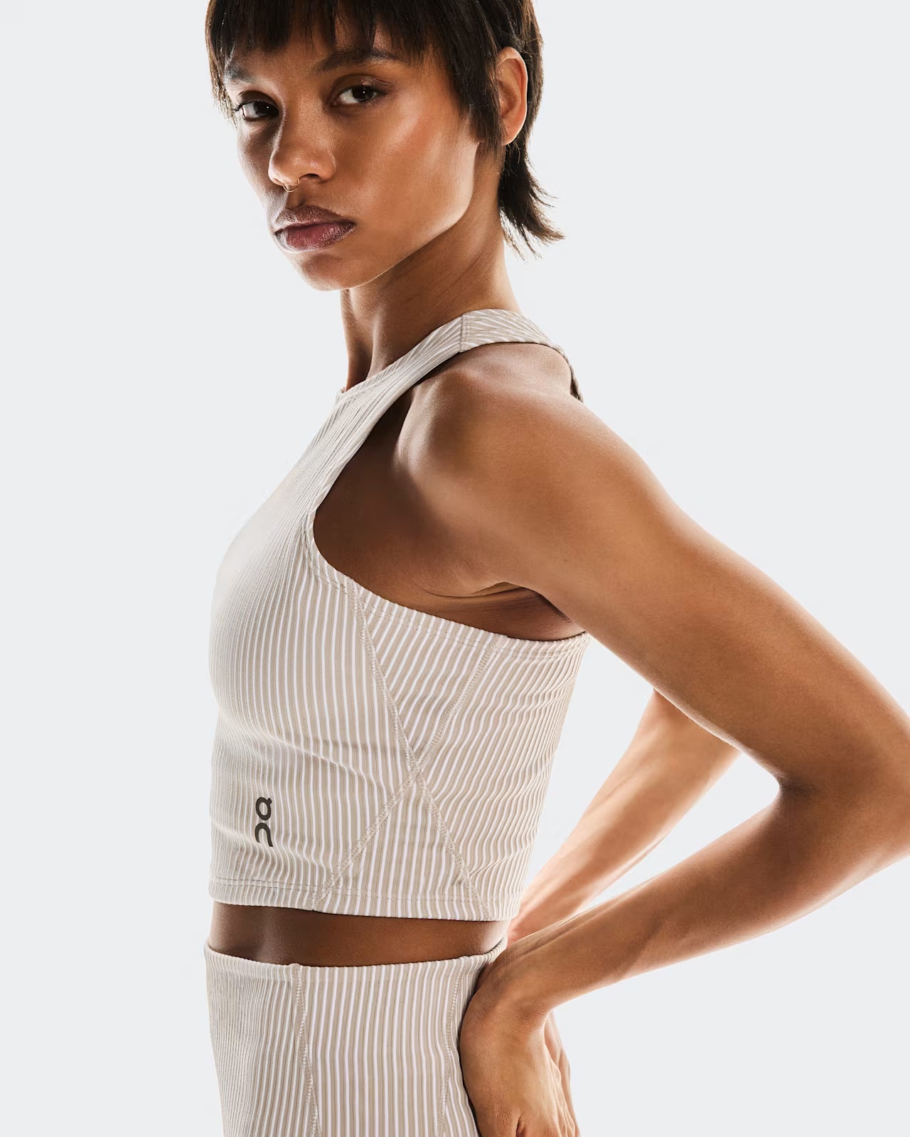 Ribbed Crop Side Black White