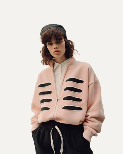 Distressed Zip Up Pink